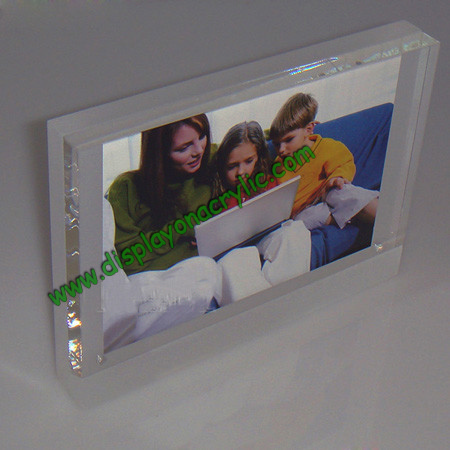 Lucite Photo Holder Pictre Frames Plexiglass Blocks