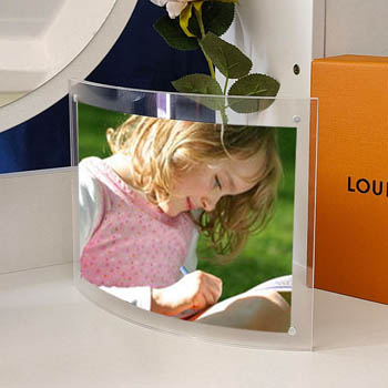 8.5 x 11 inch curved acrylic sign holder clear tabletop display stand for menu and promotion