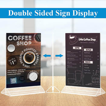 High-quality transparent acrylic sign holder ideal for retail, restaurants, offices, and exhibitions